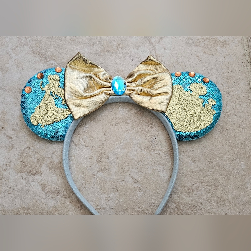Disney Gold and Blue Sequin Minnie Ears Headband